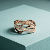 0.10CTW Round Cut Modern Twist Lab Grown Diamond Wedding Band For Women Rose Gold