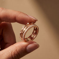 1CTW Round Cut Crown Stackable Diamond Wedding Band For Women Rose Gold