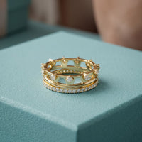 1CTW Round Cut Crown Stackable Diamond Wedding Band For Women Gold