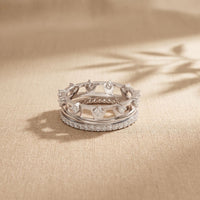 1CTW Round Cut Crown Stackable Diamond Wedding Band For Women White