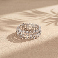 0.30CTW Round Cut Geometric Eternity Lab Grown Diamond Wedding Band For Women White
