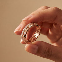 1.55CTW Round Cut Contemporary Layered Lab Grown Diamond Wedding Band For Women Rose Gold