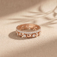 1.55CTW Round Cut Contemporary Layered Lab Grown Diamond Wedding Band For Women Rose Gold