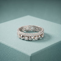 1.55CTW Round Cut Contemporary Layered Lab Grown Diamond Wedding Band For Women White