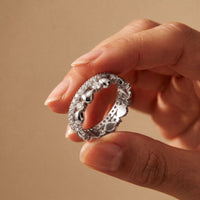 1.55CTW Round Cut Contemporary Layered Lab Grown Diamond Wedding Band For Women White