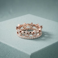 0.85CTW Round Cut Dual Layer Lab Grown Diamond Wedding Band For Women Rose Gold