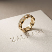 0.85CTW Round Cut Dual Layer Lab Grown Diamond Wedding Band For Women Gold