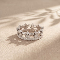 0.85CTW Round Cut Dual Layer Lab Grown Diamond Wedding Band For Women White