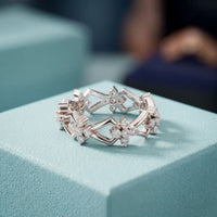 0.50CTW Round Cut Floral Geometric Lab Grown Diamond Wedding Band For Women White
