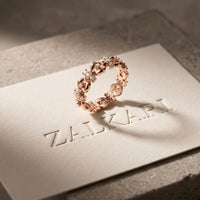 0.45CTW Round Cut Geometric Link Lab Grown Diamond Wedding Band For Women Rose Gold