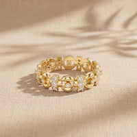 0.45CTW Round Cut Geometric Link Lab Grown Diamond Wedding Band For Women Gold