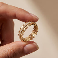 0.30CTW Round Cut Vintage Scrollwork Lab Grown Band For Women Gold