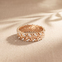 0.40CTW Round Cut Leaf Motif Lab Grown Band For Women Rose Gold
