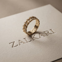 0.40CTW Round Cut Leaf Motif Lab Grown Band For Women Gold
