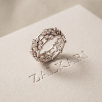 0.45CTW Round Cut Floral Openwork Lab Grown Band For Women White