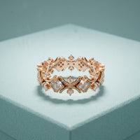 0.40CTW Round Cut Art Deco Inspired Lab Grown Band For Women Rose Gold