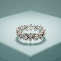 0.40CTW Round Cut Art Deco Inspired Lab Grown Band For Women White