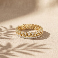0.70CTW Round Cut Nature-Inspired Eternity Lab Grown Band For Women Gold