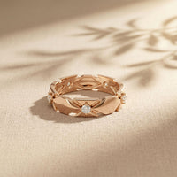 0.20CTW Round Cut Angular Motif Lab Grown Band For Women Rose Gold