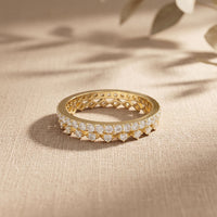 0.70CTW Round Cut Minimalist Luxury Lab Grown Band For Women Gold