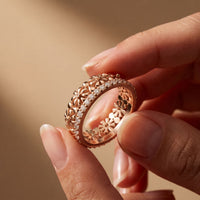 0.60CTW Round Cut Botanical Inspired Lab Grown Band For Women Rose Gold