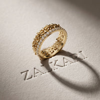 0.60CTW Round Cut Botanical Inspired Lab Grown Band For Women Gold