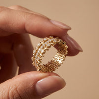 0.70CTW Round Cut Contemporary Design Lab Grown Band For Women Gold