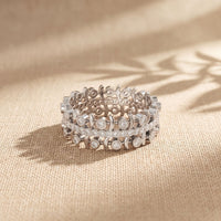 0.70CTW Round Cut Contemporary Design Lab Grown Band For Women White