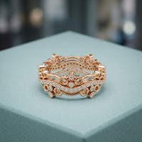 0.45CTW Round Cut Sculptural Lab Grown Band For Women Rose Gold