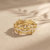 0.45CTW Round Cut Sculptural Lab Grown Band For Women Gold