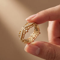0.45CTW Round Cut Sculptural Lab Grown Band For Women Gold