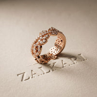 1.25CTW Round Cut Marquise Leaf Motif Lab Grown Band For Women Rose Gold