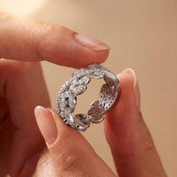 1.25CTW Round Cut Marquise Leaf Motif Lab Grown Band For Women White