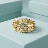 0.10CTW Round Cut Designer-Inspired Lab Grown Band For Women Gold