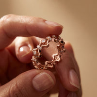 0.30CTW Round Cut Architectural Geometric Lab Grown Band For Women Rose Gold