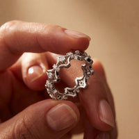 0.30CTW Round Cut Architectural Geometric Lab Grown Band For Women White