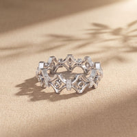 0.30CTW Round Cut Architectural Geometric Lab Grown Band For Women White