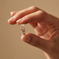 0.35CTW Round Cut Hexagon Link Lab Grown Band For Women Rose Gold