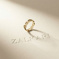 0.35CTW Round Cut Hexagon Link Lab Grown Band For Women Gold