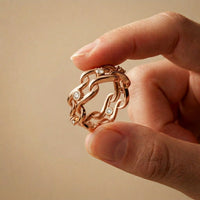 0.25CTW Round Cut Flowing Wave Lab Grown Diamond Band For Women Rose Gold