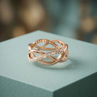 0.40CTW Round Cut Infinity Twist Lab Grown Diamond Band For Women Rose Gold