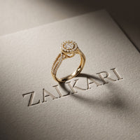 0.60CTW Round Cut Halo Cluster Lab Grown Diamond Ring For Women Gold