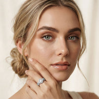 0.60CTW Round Cut Halo Cluster Lab Grown Diamond Ring For Women White