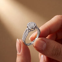 0.60CTW Round Cut Halo Cluster Lab Grown Diamond Ring For Women White