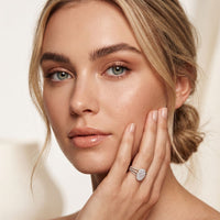 0.95CTW Round Cut Oval Cluster Lab Grown Diamond Ring For Women White