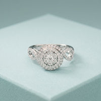 0.65CTW Round Cut Double Halo Lab Grown Diamond Ring For Women White