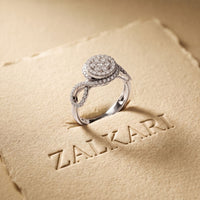 0.65CTW Round Cut Double Halo Lab Grown Diamond Ring For Women White