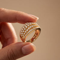 0.85CTW Round Cut Lab Grown Diamond Multi-Row Fashion Band for Women Gold