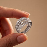 0.85CTW Round Cut Lab Grown Diamond Multi-Row Fashion Band for Women White