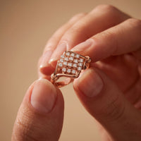 0.35CTW Round Cut Lab Grown Diamond Square Cluster Engagement Ring for Women Rose Gold